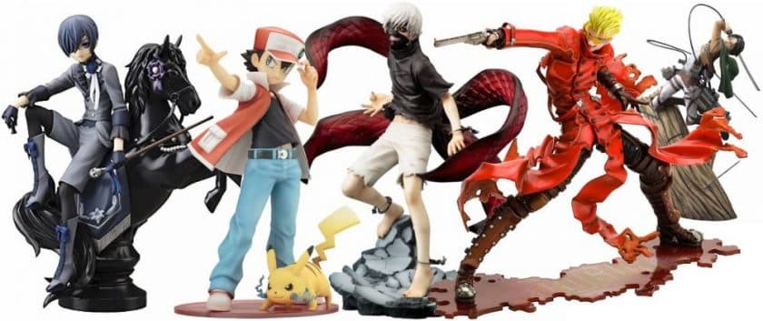 Display shelves of anime figures
